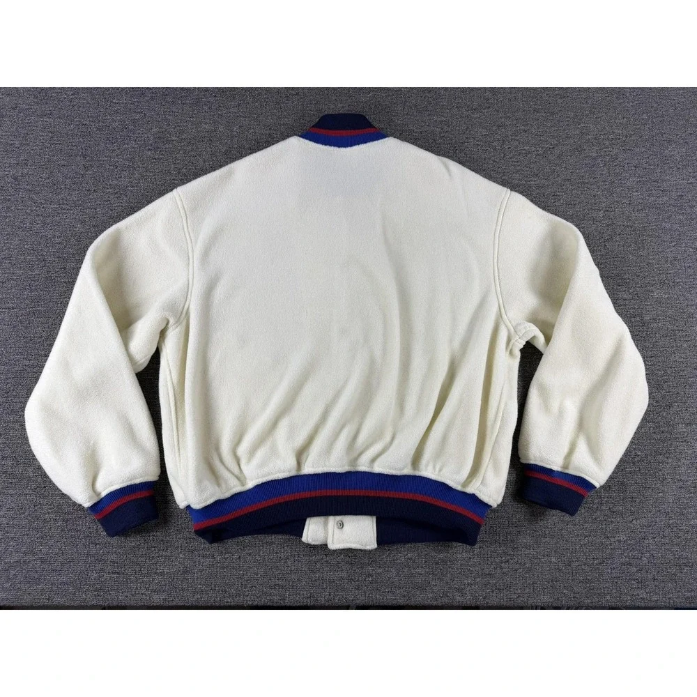 Vintage‎ Polo Ralph Lauren Jacket Mens Medium White Fleece Varsity Tennis USA